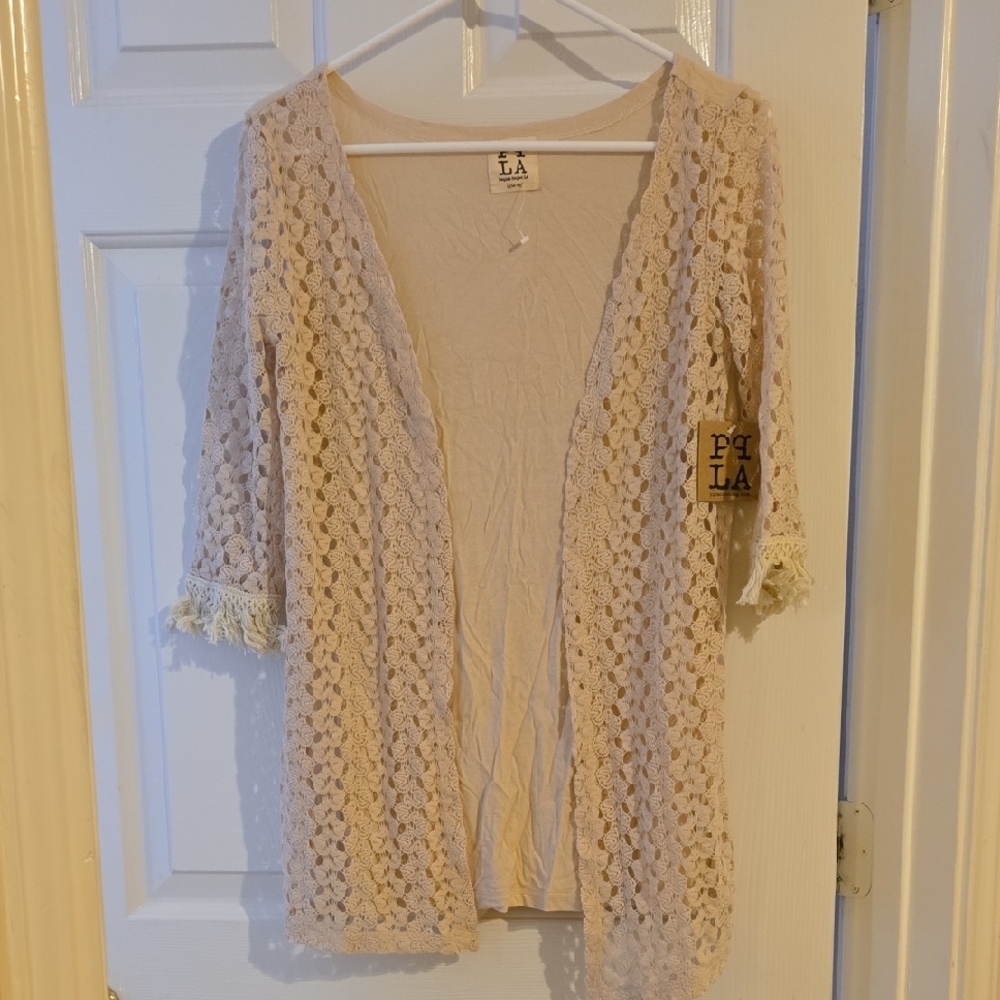 PPLA Beige Open Knit Cardigan